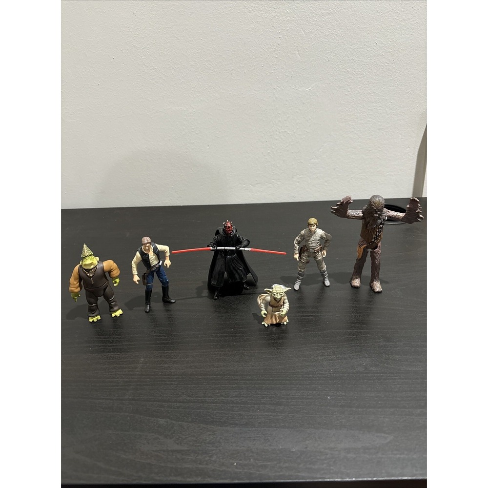Star Wars LOT of 6 Loose Figures: Luke Chewbacca Yoda Darth Han Solo Gungan Used